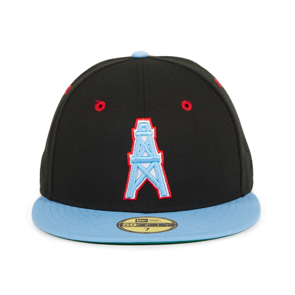 Houston Oilers New Era Flipside 2Tone 59FIFTY Fitted Hat - Light Blue/Red