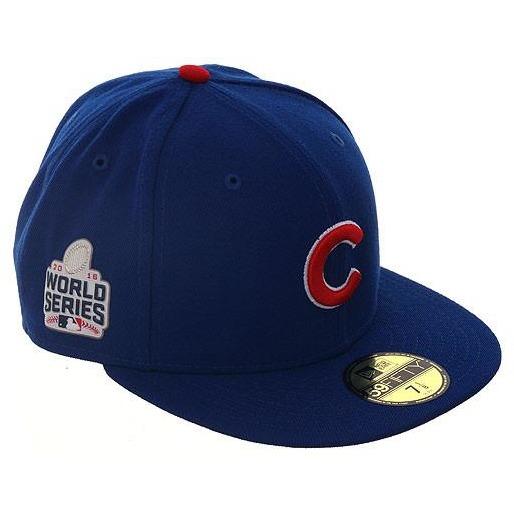 New Era 59Fifty Chicago Cubs Hat Black Silver 2016 World Series Fitted Sz 7  3/4