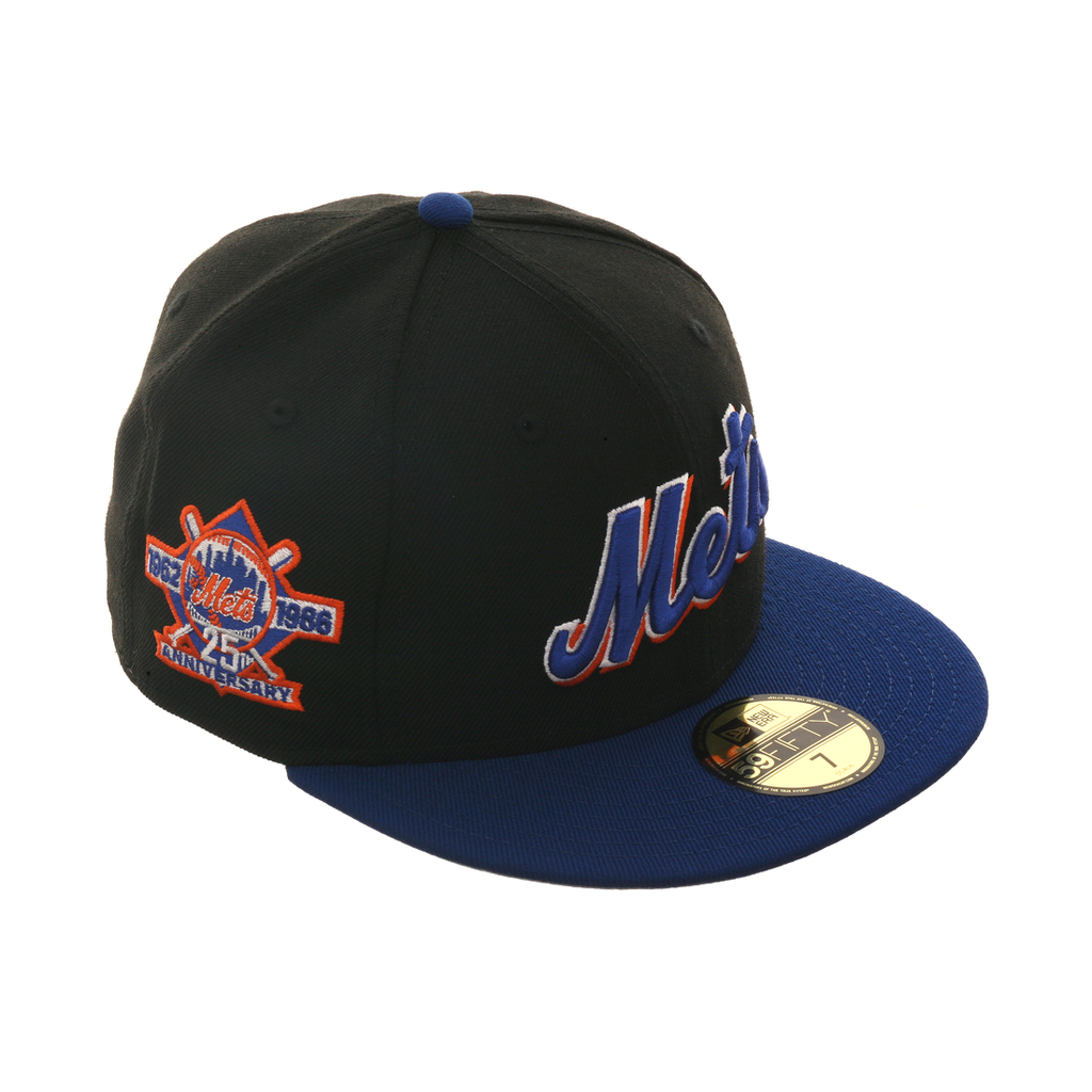 Exclusive New Era 59Fifty New York Mets Script 25th Anniversary Patch Hat - 2T Black, Royal