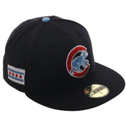 Exclusive New Era 59Fifty Chicago Cubs City Flag Hat - Navy