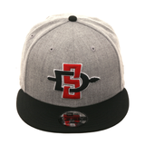 Exclusive New Era 9Fifty San Diego State University  Hat - 2T Heather Gray, Black