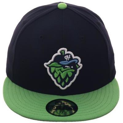 Exclusive New Era Hillsboro Hops Hat - 2T Navy, Lime Green