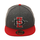 Exclusive New Era San Diego State University Hat - 2T Graphite, Red