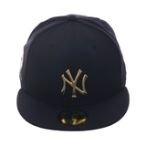 Exclusive New Era 59Fifty New York Yankees 27x Champion Metal Badge Hat - Navy, Metallic Gold