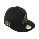 Exclusive New Era 59Fifty Diamondbacks Mexico Flag Hat -Black , Graphite