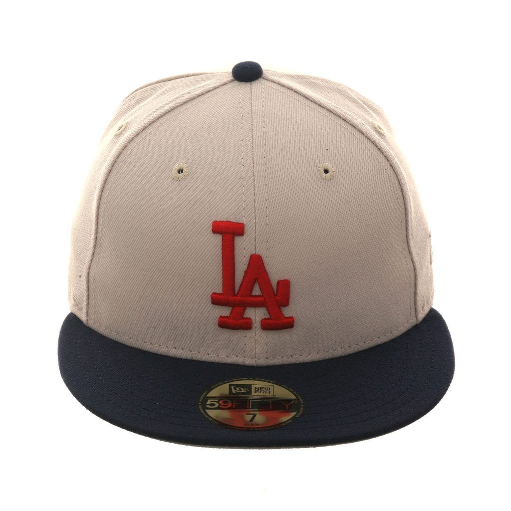 Exclusive New Era 59Fifty Los Angeles Dodgers Hat - 2T Stone, Navy, Red