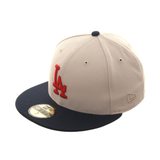 Exclusive New Era 59Fifty Los Angeles Dodgers Hat - 2T Stone, Navy, Red