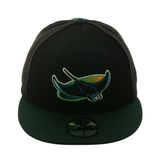 Exclusive New Era 59Fifty Devil Rays Hat - 2T Black, Green