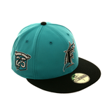 Exclusive New Era 59Fifty Florida Marlins 25th Anniversary Patch Hat - 2T Teal, Black