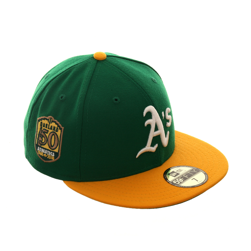 Exclusive New Era 59Fifty Oakland Athletics 50th Anniversary Patch Home Hat - 2T Green , Gold