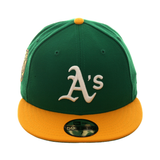 Exclusive New Era 59Fifty Oakland Athletics 50th Anniversary Patch Home Hat - 2T Green , Gold