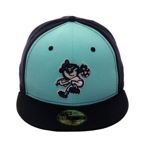 Exclusive New Era 59Fifty Asheville Tourists BP Rail Hat - Mint , Navy