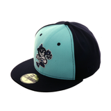 Exclusive New Era 59Fifty Asheville Tourists BP Rail Hat - Mint , Navy