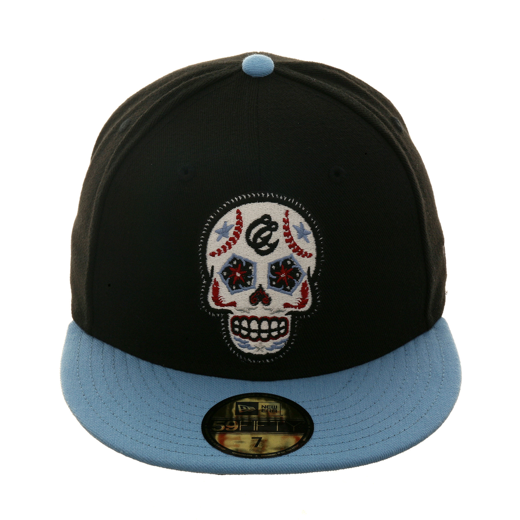 Exclusive New Era 59Fifty Corpus Christi Los Muertos Hooks Hat - 2T Black, Light Blue