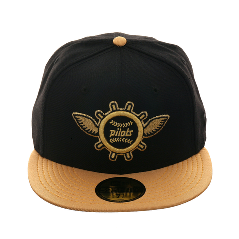 Exclusive New Era 59Fifty Seattle Pilots Logo Hat - 2T Black, Metallic Gold