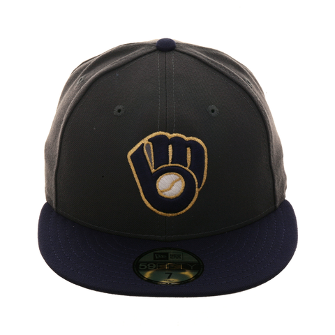 Exclusive New Era 59Fifty Milwaukee Brewers Alternate Hat - 2T Graphite, Light Navy