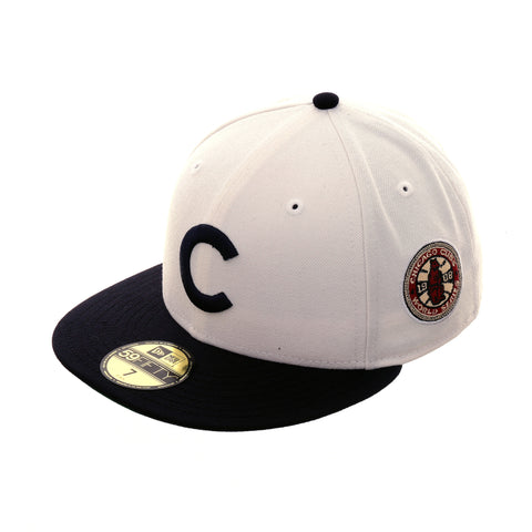 Exclusive New Era 59Fifty Chicago Cubs 1908 World Series Patch Hat - 2T White, Navy