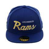 Exclusive New Era 59Fifty Los Angeles Rams Script Hat - Royal, Gold