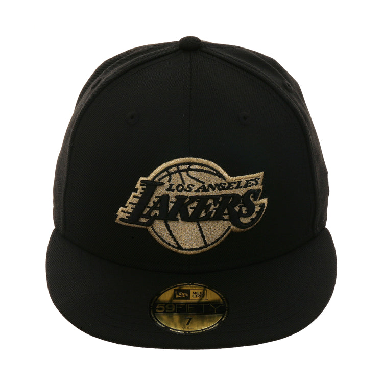 Exclusive New Era 59Fifty Los Angeles Lakers Hat - Black, Metallic Gold