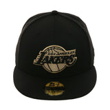 Exclusive New Era 59Fifty Los Angeles Lakers Hat - Black, Metallic Gold