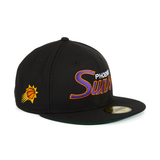 Exclusive New Era 59Fifty Phoenix Suns Script Hat - Black, Purple, Orange