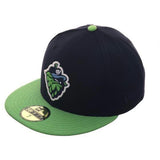 Exclusive New Era Hillsboro Hops Hat - 2T Navy, Lime Green