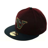 Exclusive New Era 59 Fifty Visalia Oaks - 2T Maroon, Dark Green