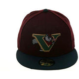 Exclusive New Era 59 Fifty Visalia Oaks - 2T Maroon, Dark Green