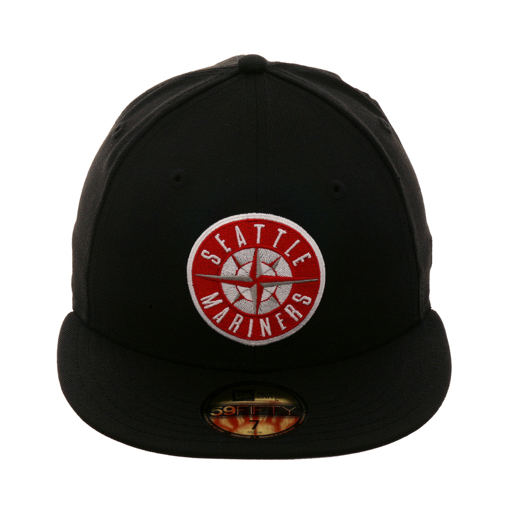 Exclusive New Era 5950 Seattle Mariners Patch Hat - Black, Red