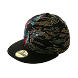 Exclusive New Era 5950 Split Panel Marlins 93 Hat - 2T Floral, Tiger Camo, Black