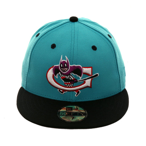 Exclusive New Era 59Fifty Greensboro Bats Alternate Hat - 2T Teal, Black