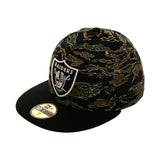 Exclusive New Era 59Fifty Oakland Raiders Hat - 2T Tiger Camo, Black