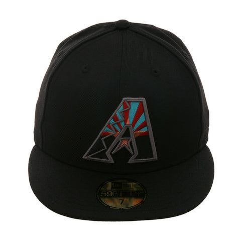 Exclusive New Era 59Fifty Arizona Diamondbacks A Flag Hat - Black, Sedona Red, Teal