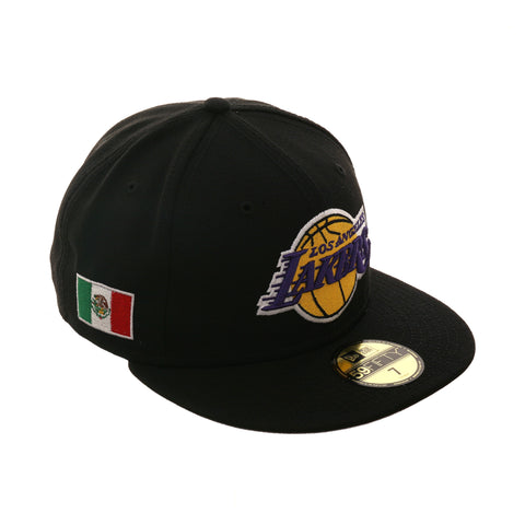 Exclusive New Era 59Fifty Los Angeles Lakers Mexico Flag Patch Hat - Black