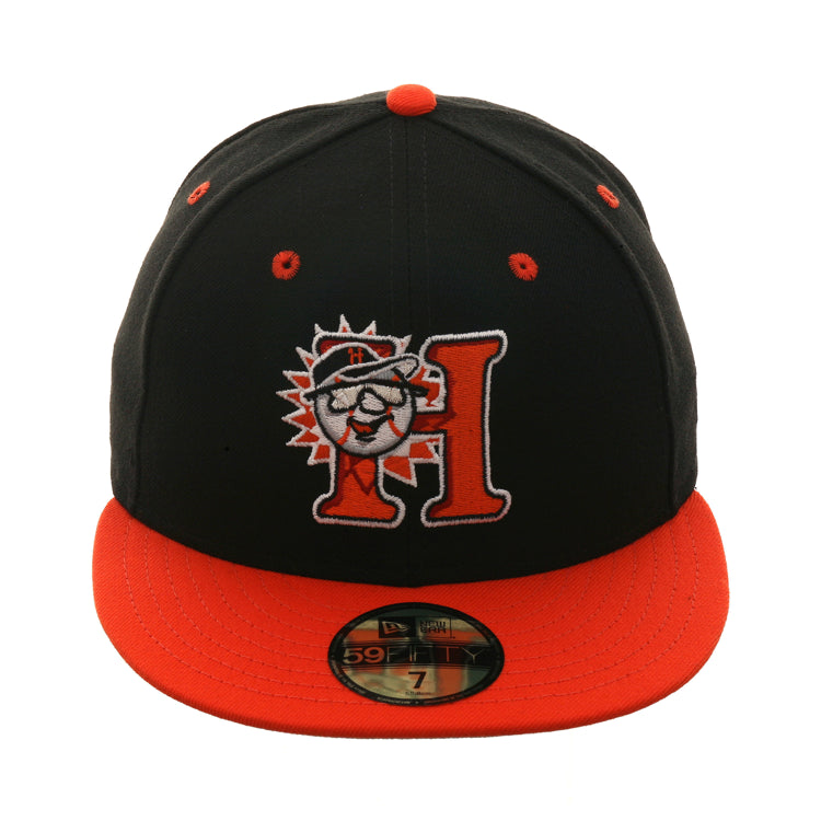 Exclusive New Era 59Fifty Hagerstown Suns Logo Hat - 2T Black, Orange