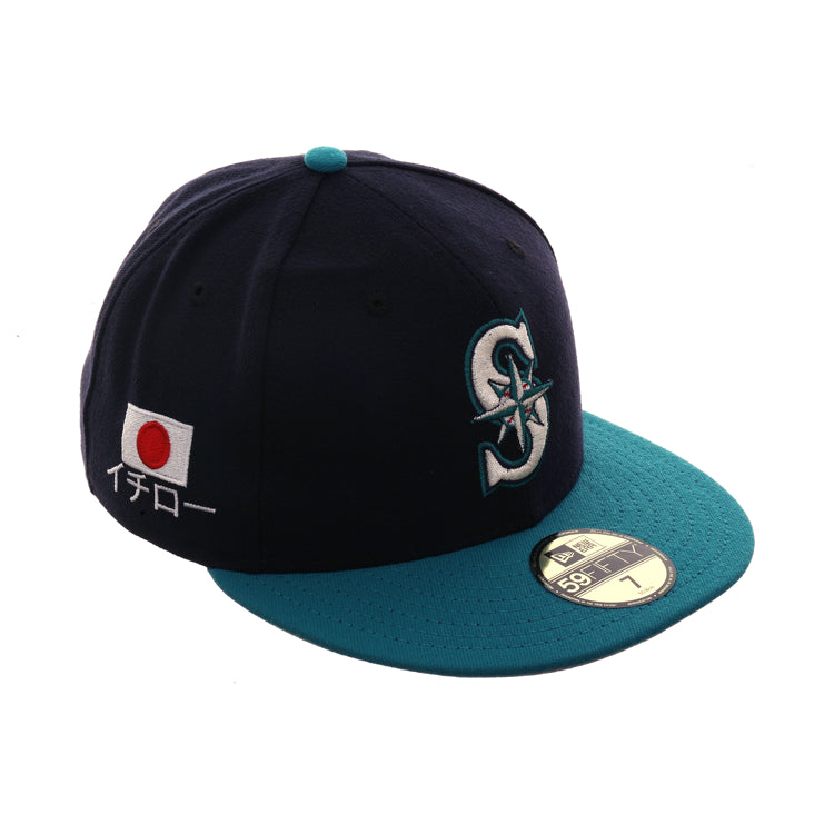 Exclusive New Era 59Fifty Seattle Mariners Ichiro Hat - 2T Navy, Teal