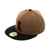 Exclusive New Era 59Fifty Los Angeles Angels Hat - 2Tone Khaki, Black