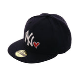 Exclusive New Era 59Fifty New York Yankees Heart Hat - Navy, White