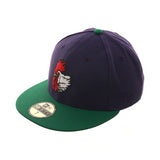 Exclusive New Era 59Fifty Port City Roosters Hat - 2T Purple, Kelly Green