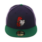 Exclusive New Era 59Fifty Port City Roosters Hat - 2T Purple, Kelly Green