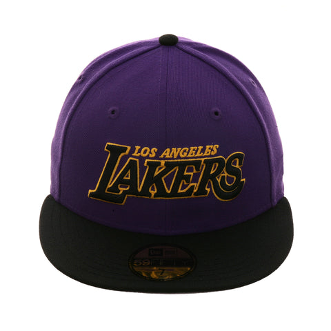 Exclusive New Era 59Fifty Los Angeles Lakers Word Hat - 2T Purple,Black