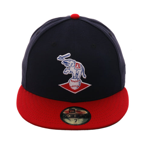 Exclusive New Era 59Fifty Kansas City Athletics 1955 Logo Hat -  2Tone Navy, Red