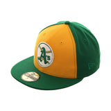 Exclusive New Era 59Fifty Oakland Athletics 1968 Logo Rail Hat - 2T Gold, Kelly Green