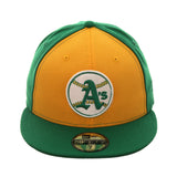 Exclusive New Era 59Fifty Oakland Athletics 1968 Logo Rail Hat - 2T Gold, Kelly Green