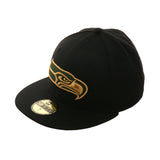 Exclusive New Era 59Fifty Seattle Seahawks Hat - Black, Green, Metallic Gold