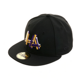 Exclusive New Era 59Fifty LA Shuffle Hat - Black, Purple, Gold