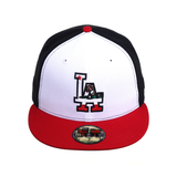 Exclusive New Era 59Fifty Los Angeles Dodgers California Flag Rail Hat - 2T White, Black, Red