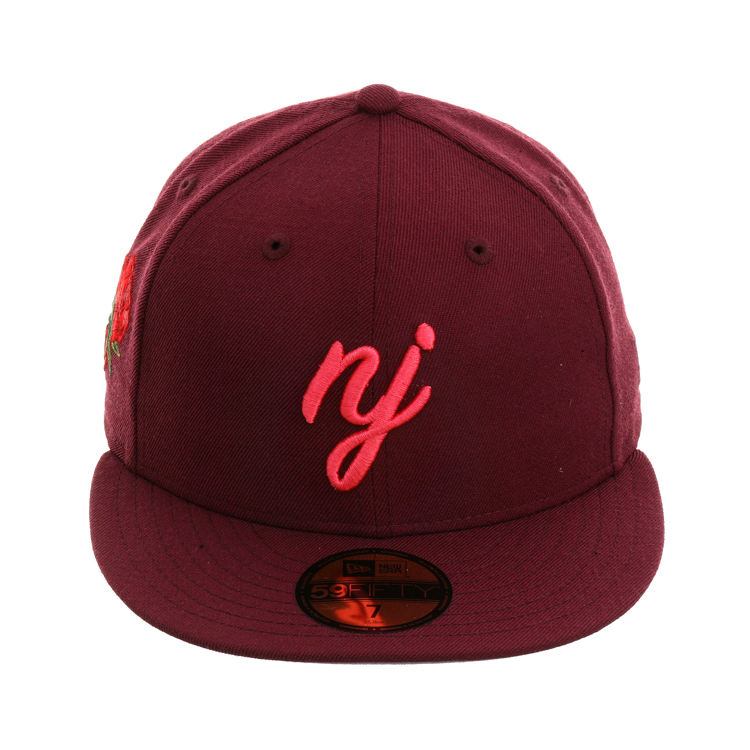 Exclusive New Era 59Fifty New Jersey Initials Rose Hat - Maroon, Infrared