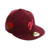 Exclusive New Era 59Fifty New Jersey Initials Rose Hat - Maroon, Infrared