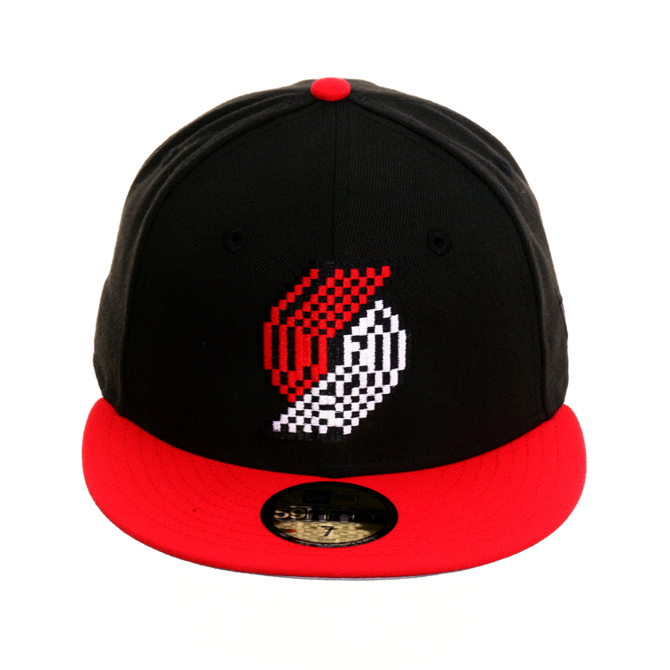 Exclusive New Era 59Fifty Portland Trailblazers Pixel Hat - 2T Black, Red